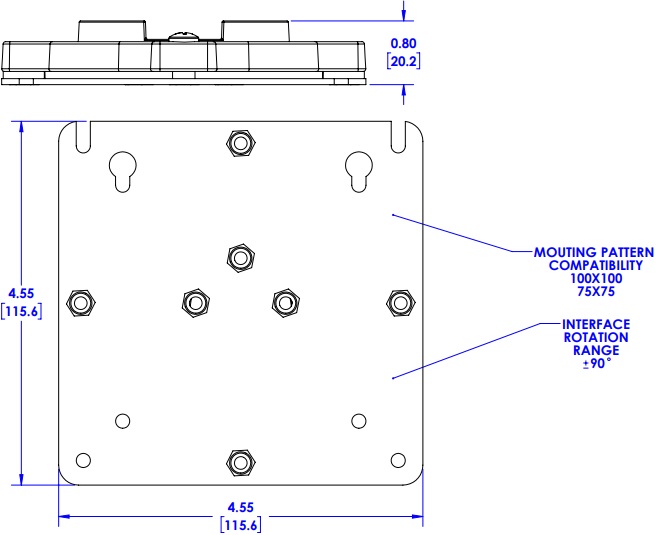Technical Drawing for Chief KX K1 Monitor Interface Plate - KRA243