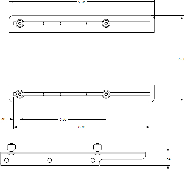 Technical Drawing for Chief LSB100 Lateral Shift Bracket for LCD/DLP Projector Mounts