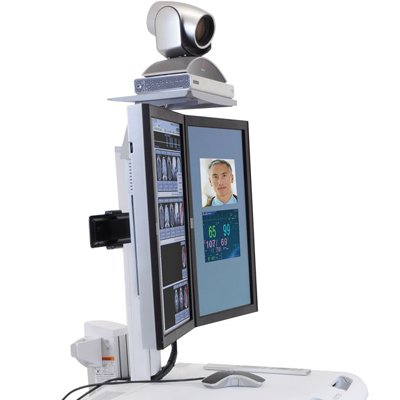 Ergotron SV42-56E1-1 SV Telepresence Cart, Dual Monitor, Powered