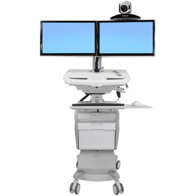 Ergotron SV42-56E1-1 SV Telepresence Cart, Dual Monitor, Powered