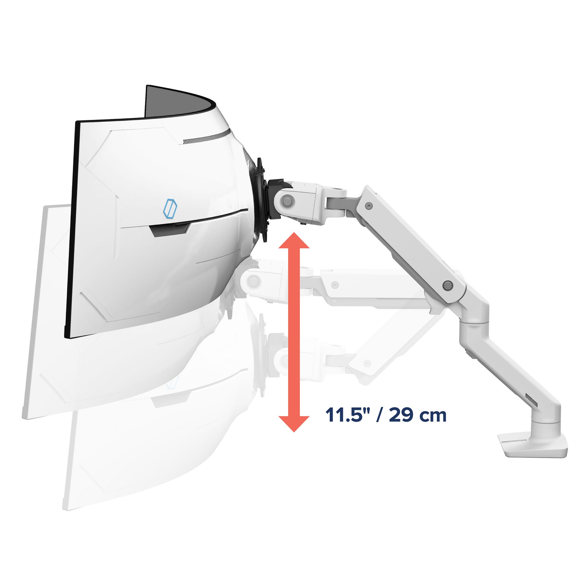 Ergotron 45-693-216 HX Desk Curved Monitor Arm with VHD Pivot (white)