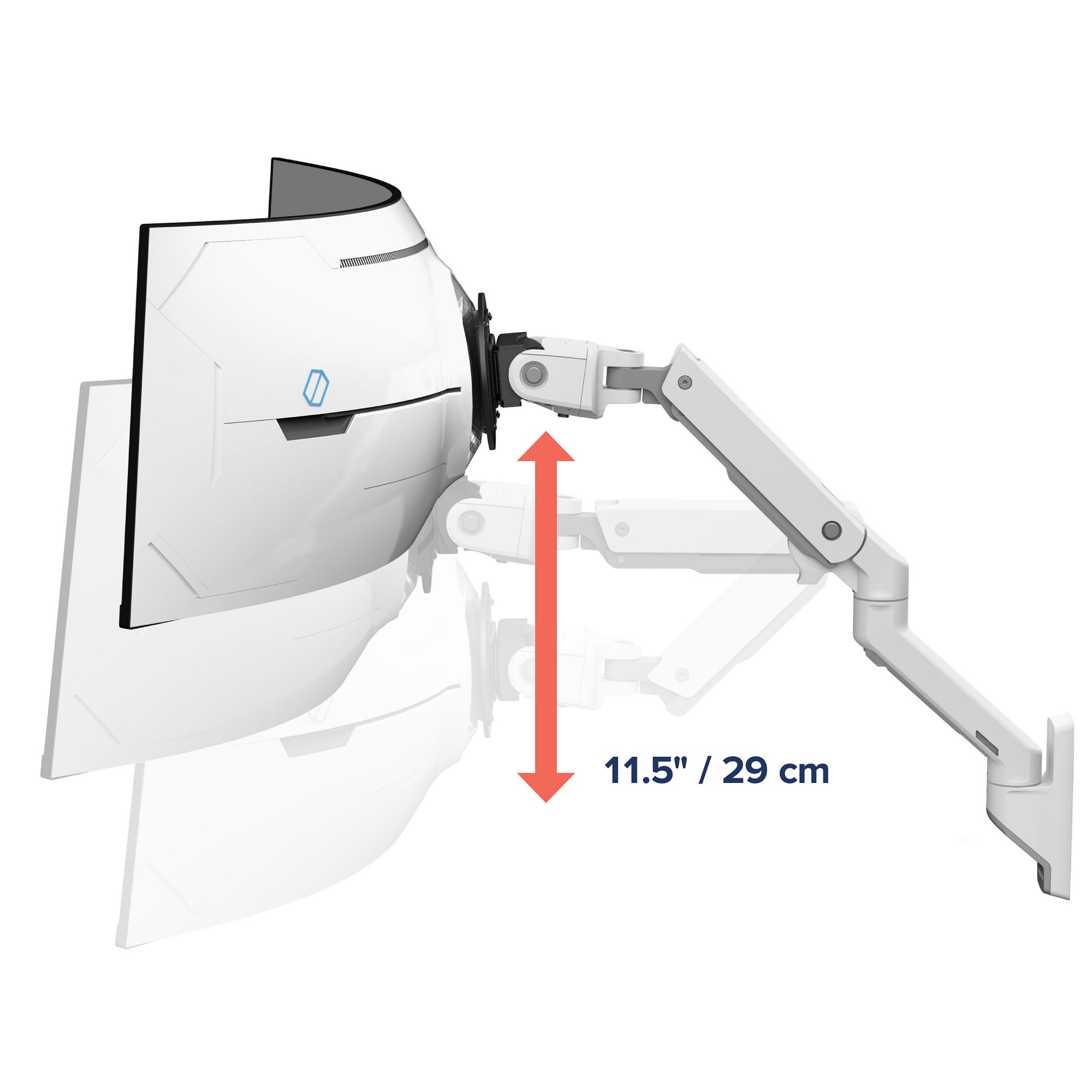 Ergotron 45-694-216 HX Wall Curved Monitor Arm with VHD Pivot (white)