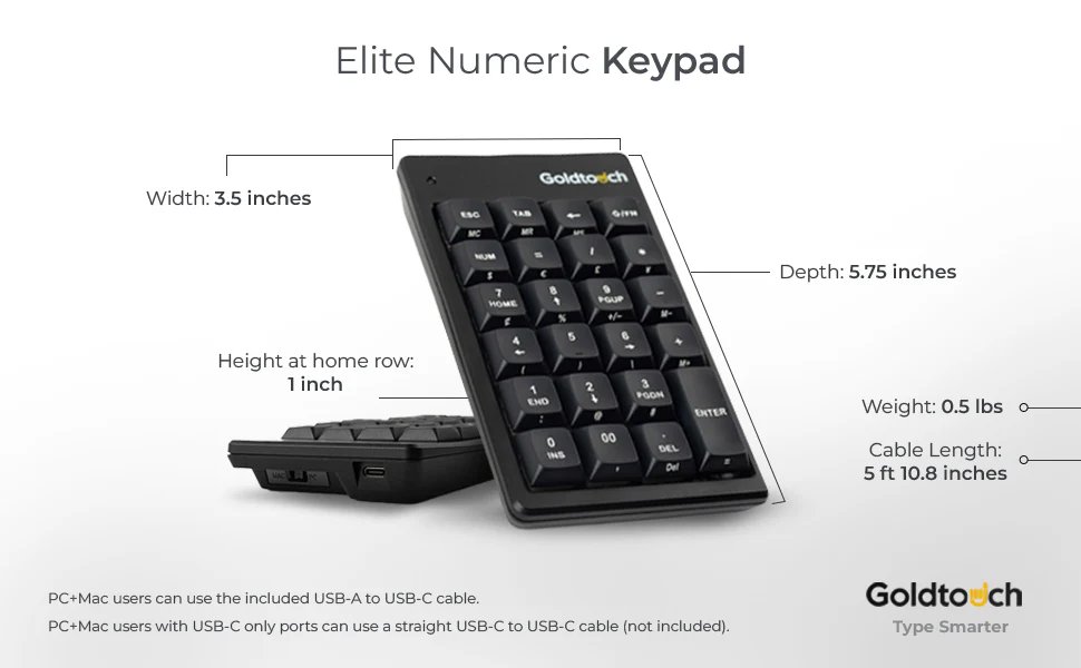 Goldtouch Elite USB Numeric Keypad - GTC-ELITE