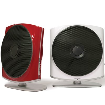 Humanscale Zon Personal Air Purifier in both red and white colors