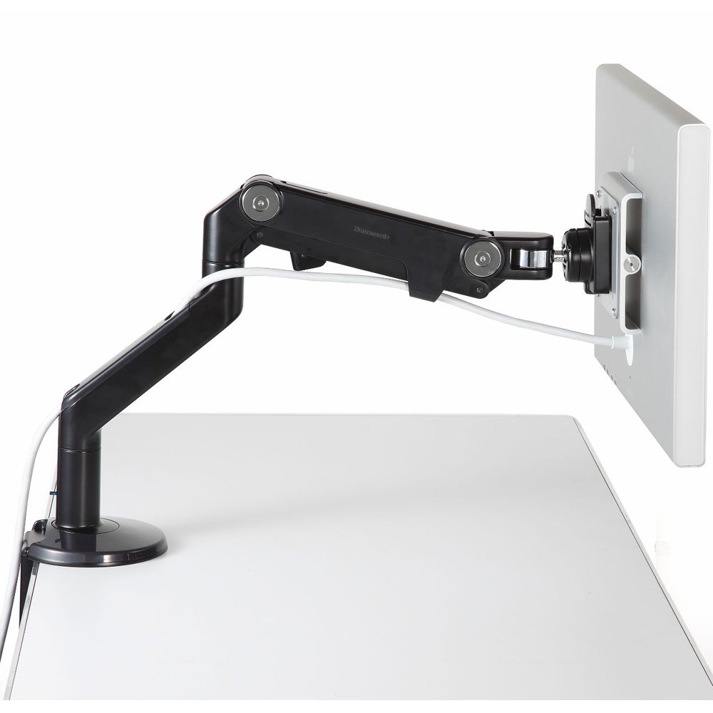 Humanscale M8 Monitor Arm with a Black Bolt-Through Desk Mount