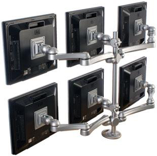 ISE MA-6-G - Six Monitors Grommet Mount with Two Joint Arms and Four Long Arms