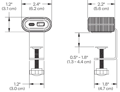 Technical Drawing for Hat Collective PWR-AC Reya Low Profile USB Hub