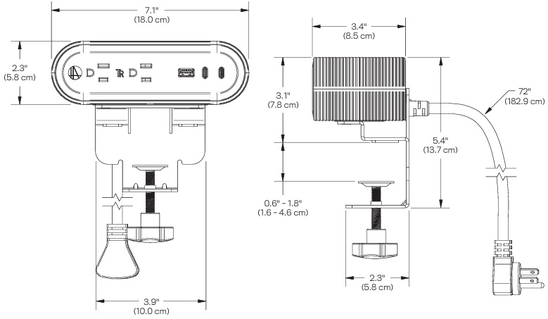 Technical Drawing for Hat Collective PWR-ACC Reya Standard Surface Power Module