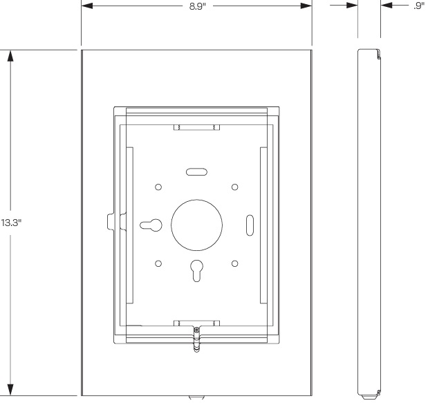 Technical Drawing for Innovative MNTE10-UNIV-B Universal VESA Tablet Enclosure