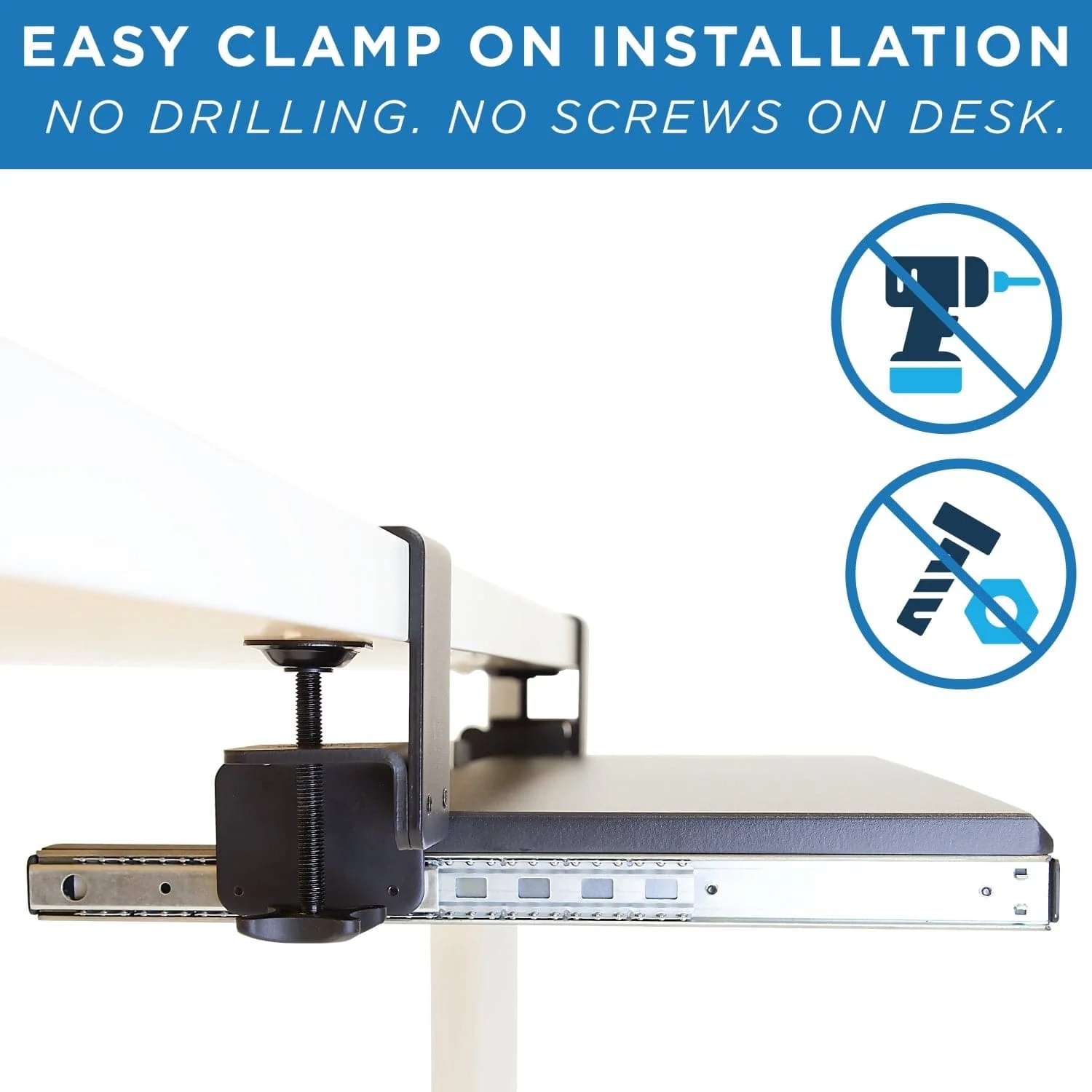 MOUNT-IT! Clamp-On Under Desk Keyboard  and Mouse Drawer Platform - MI-7143