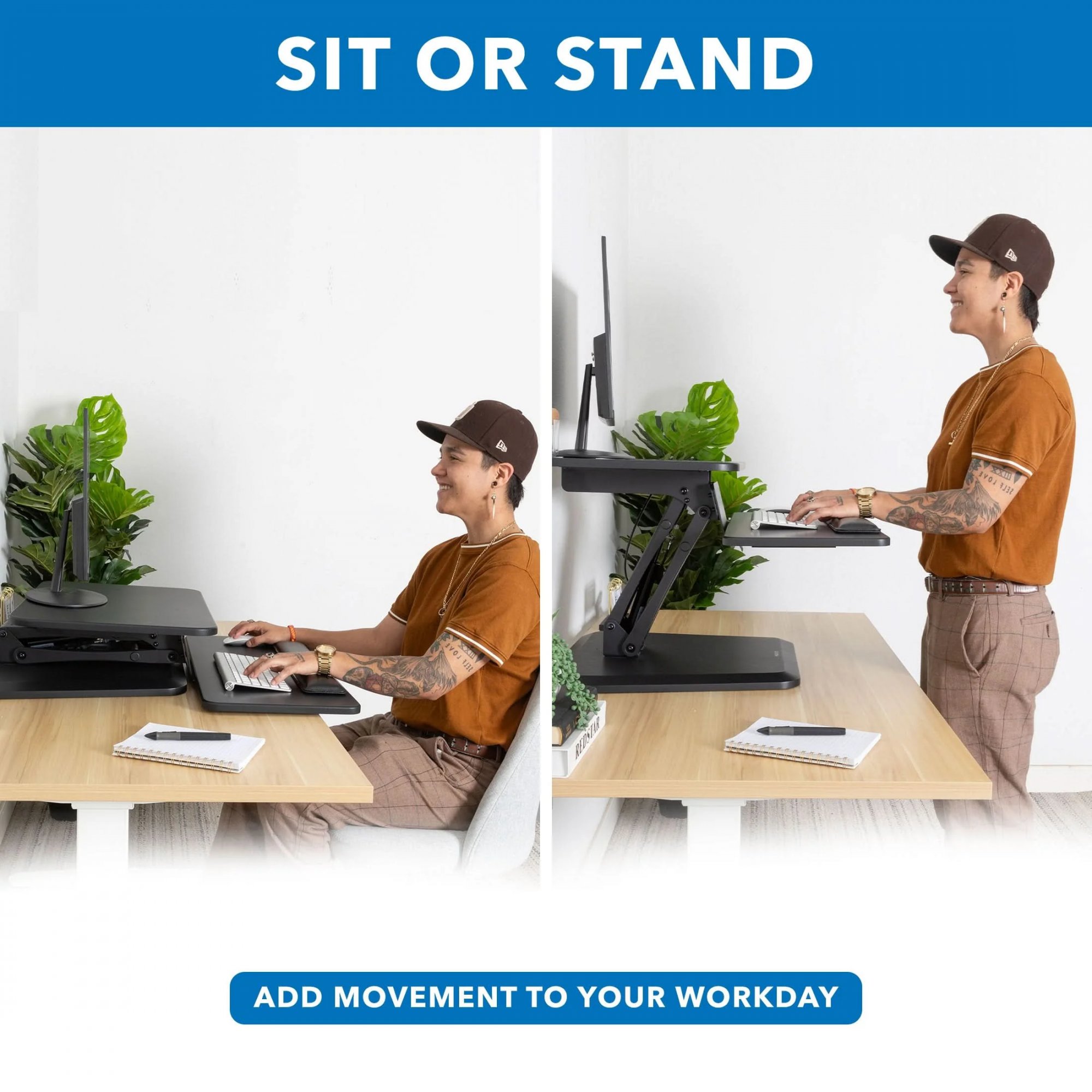 MOUNT IT! Compact Standing Desk Converter with Gas Spring Arm - MI-7916