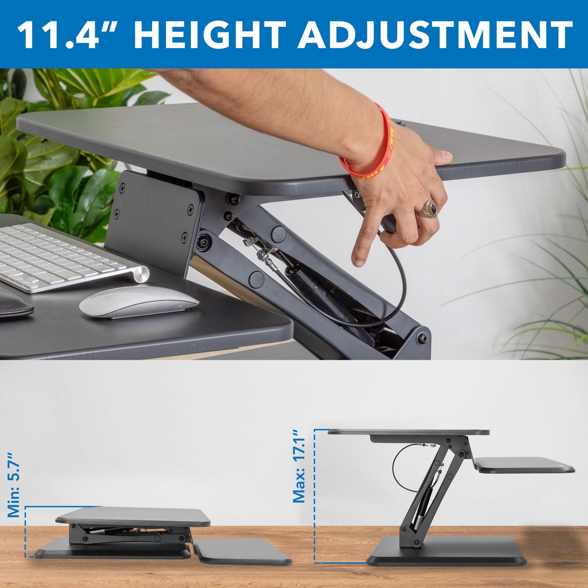 MOUNT IT! Compact Standing Desk Converter with Gas Spring Arm - MI-7916