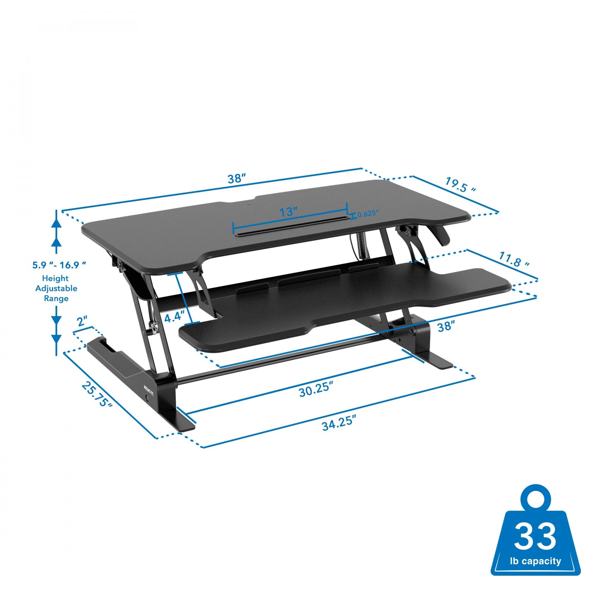 MOUNT IT! Standing Desk Converter with 38" Desktop - MI-15009