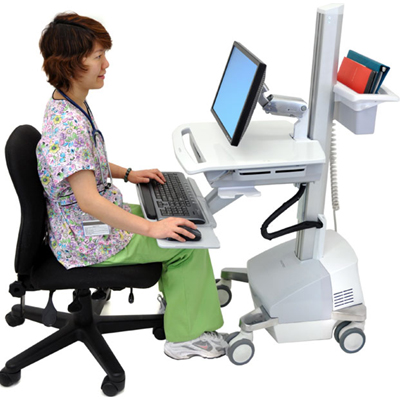 Ergotron SV42-42221 StyleView EMR Cart with LCD Monitor Arm, Powered