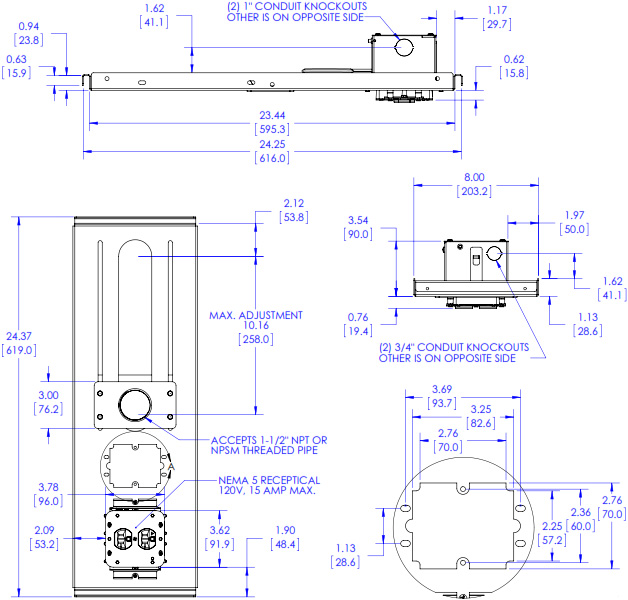 Chief Cms440p Lightweight Suspended Ceiling Kit Power Outlet