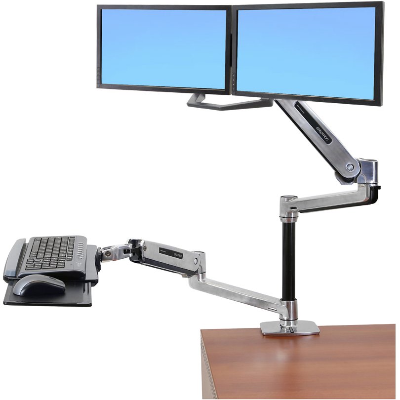 Ergodirect Dual Monitor Keyboard Sit Stand Workstation Ed 2klxs