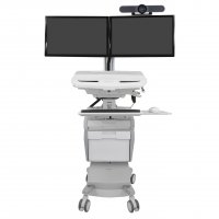 Ergotron Telemedicine Cart with Side-by-Side Monitors and Onboard SLA Power