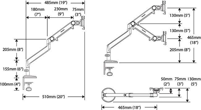 humanscale monitor arm parts