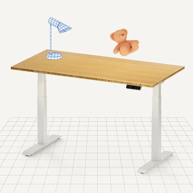 FlexiSpot E7 Electric 72W Height-Adjustable Standing Desk, Bamboo/White