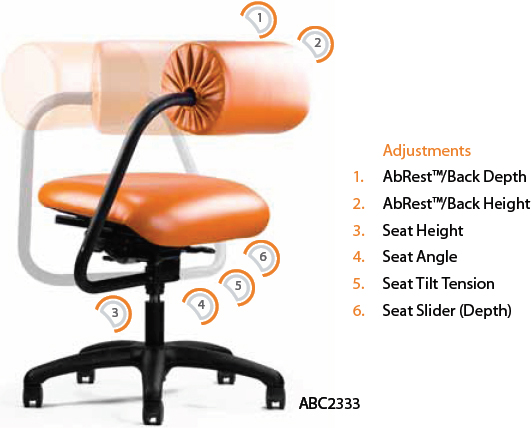 AbChair with Upholstered AbRest and Moderate Contour Seat