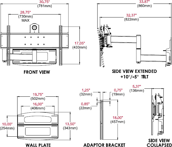 Peerless-AV PLP-V4X4 PLP Adapter Plate for VESA 400x400